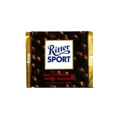 Ritter Sport Dark Chocolate With Whole Hazelnut, 3.5 Ounce — 10 Per Case. logo