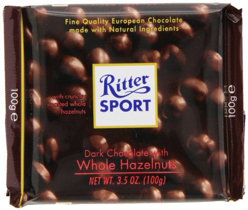 Ritter Sport, Dark Chocolate With Whole Hazelnuts, 3.5 ounce Bars (Pack of 10) logo