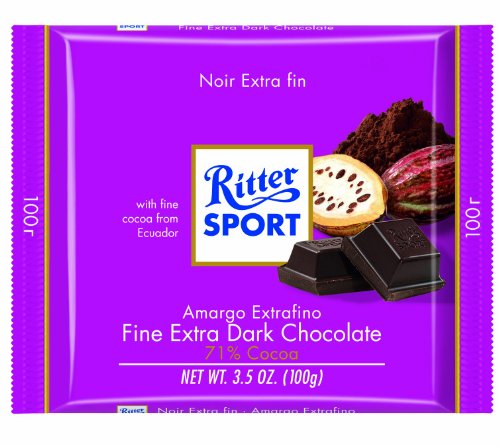 Ritter Sport, Extra Fine Dark Chocolate 71% Cocoa, 3.5 ounce Bars (Pack of 11) logo