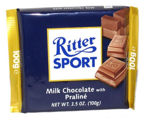 Ritter Sport Milk Chocolate With Nougat Praline Filling, 3.5 Ounce — 13 Per Case. logo