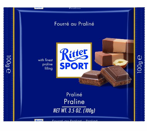 Ritter Sport, Milk Chocolate With Nougat Praline Filling, 3.5 ounce Bars (Pack of 13) logo