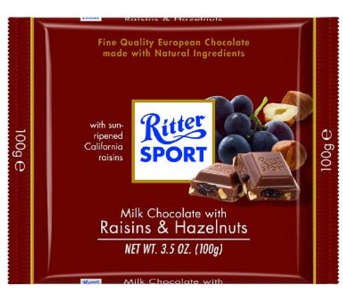 Ritter Sport Milk Chocolate With Raisins and Hazelnuts, 3.5 Ounce logo