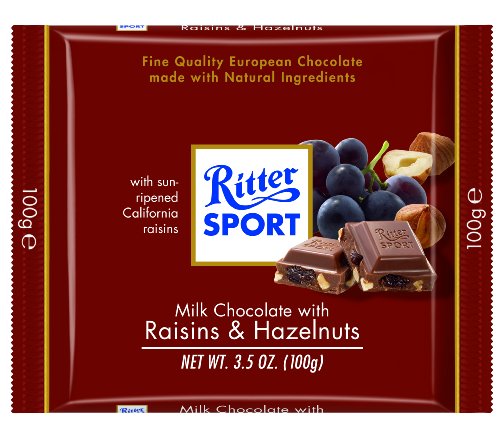 Ritter Sport, Milk Chocolate With Raisins & Hazelnuts, 3.5 ounce Bars (Pack of 12) logo