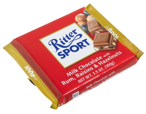 Ritter Sport Milk Chocolate With Rum, Raisins & Hazelnuts (Pack of 12) logo