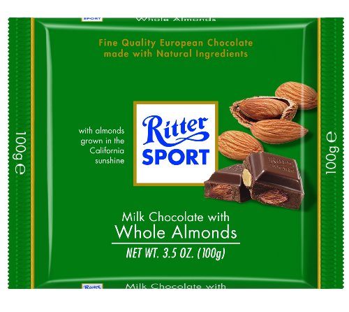 Ritter Sport, Milk Chocolate With Whole Almonds, 3.5 ounce Bars (Pack of 11) logo