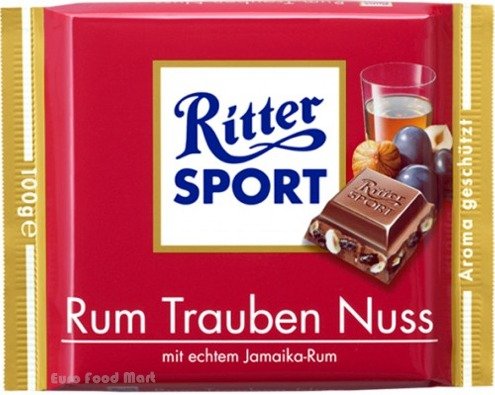 Ritter Sport Rum Raisins Hazelnut Chocolate 100 G logo