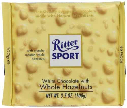 Ritter Sport, White Chocolate With Whole Hazelnuts, 3.5 ounce Bars (Pack of 10) logo