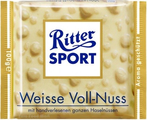 Ritter Sport White Whole Hazelnuts Chocolate 100 G logo