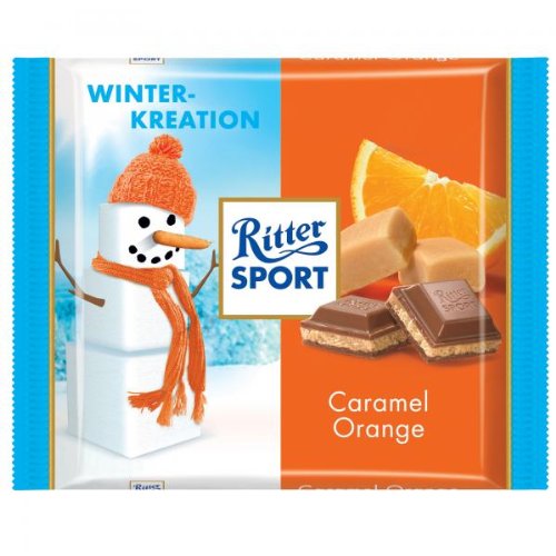 Ritter Sport Winter Collection Caramel Orange Bar 100g (12-pack) logo