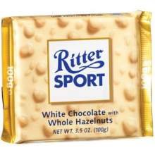 Ritter Whole Hazelnut White Chocolate Bar, 3.5 Ounce — 10 Per Case. logo