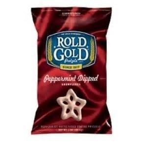 Rold Gold Peppermint Flavored White Fudge Dipped Snowflake Pretzels, 7 Oz. Bag (Pack of 3) logo