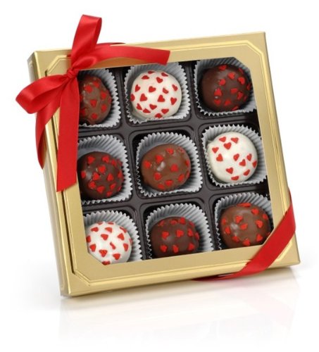 Romantic Hearts Belgian Truffle Cake Bons- Gold Gift Box Of 9 logo