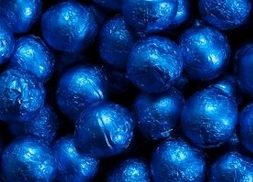 Royal Blue Foiled Milk Chocolate Balls 5lb Bag logo