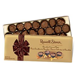 Russell Stover Chocolate-covered Nuts (pecans, English Walnuts, Peanuts, Cashews, Almonds), 10-oz Box logo