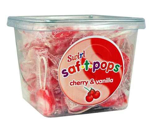 Saf-t-pops 60 Ct Tub Cherry & Vanilla Swirl Flavor logo