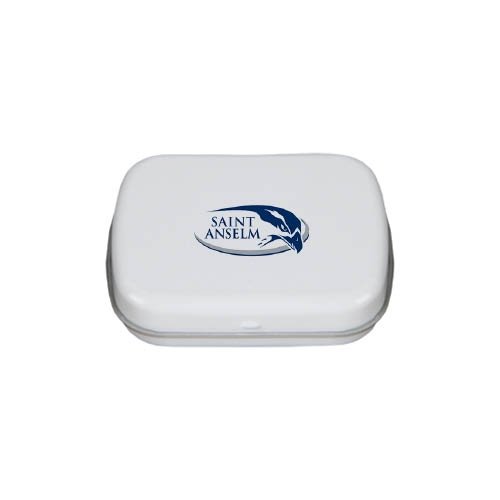 Saint Anselm White Rectangular Peppermint Tin ‘saint Anselm W/hawk’ logo