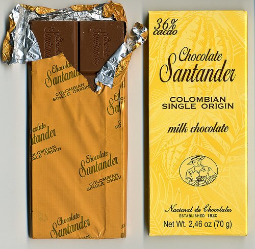 Santander 36% Cacao Milk Chocolate ( 10-2.5oz Bars ) logo