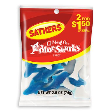 Sathers Blue Sharks, 2.5 ounce Bags (Pack of 12) logo