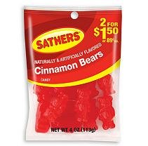 Sathers Cinnamon Bears – 4.0 Oz. Bag – 12 Ct. logo