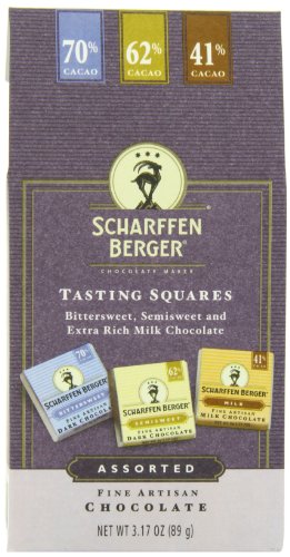 Scharffen Berger Tasting Squares Assortment (semisweet Chocolate, Milk Chocolate and Bittersweet Chocolate), 3.17 ounce Packages (Pack of 4) logo