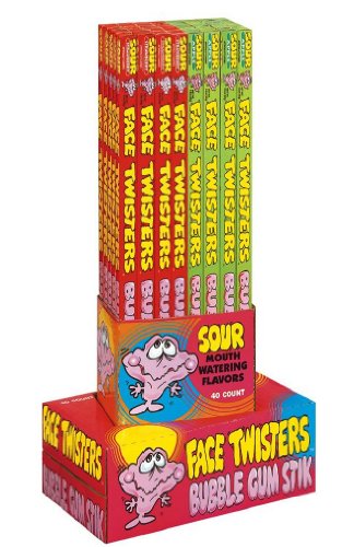 Schuster Products Face Twisters Bubble Gum Stik Sour Mouth Watering Flavors (Pack of 40) logo