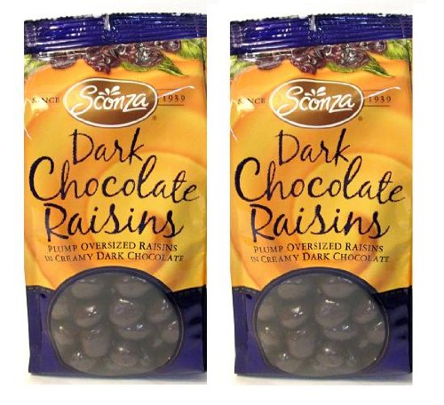 Sconza Dark Chocolate Covered Raisins (Pack of 2) 7 Oz Bags logo