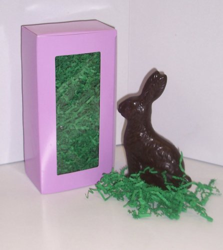 Scott’s Cakes 7 1/2 1 Pound Dark Chocolate Solid Easter Bunny In A Lavender Box logo