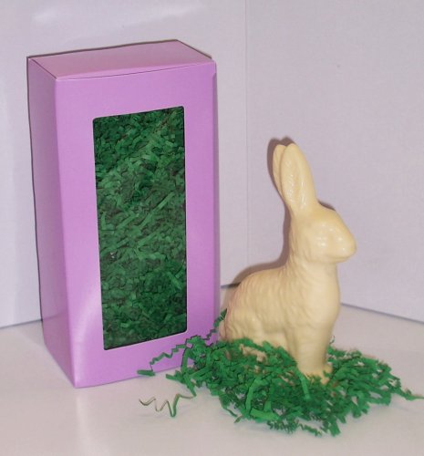 Scott’s Cakes 7 1/2 1 Pound White Chocolate Solid Easter Bunny In A Lavender Box logo