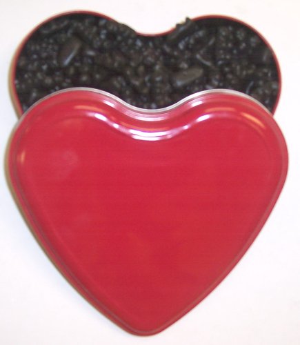 Scott’s Cakes Black Licorice Gummie Bears In A 9 Heart Shape Tin logo