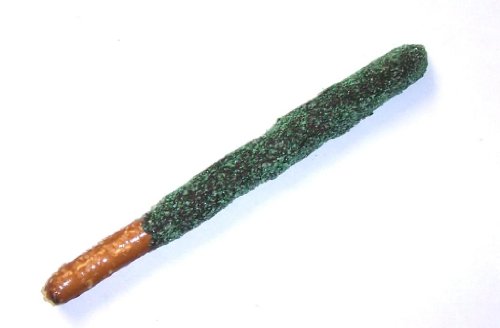 Scott’s Cakes Chocolate Covered Pretzel Rod With Green and Lite Green Sugar logo