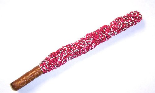 Scott’s Cakes Chocolate Covered Pretzel Rod With Valentine’s Day Non-pareils logo