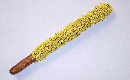 Scott’s Cakes Chocolate Covered Pretzel Rod With Yellow Jimmies logo