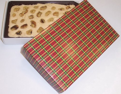 Scott’s Cakes Maple Walnut Fudge 1 Pound Christmas Plaid Box logo