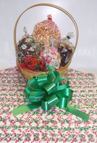 Scott’s Cakes Small Christmas Day Treat Christmas Basket With Handle Candy Cane Wrapping logo