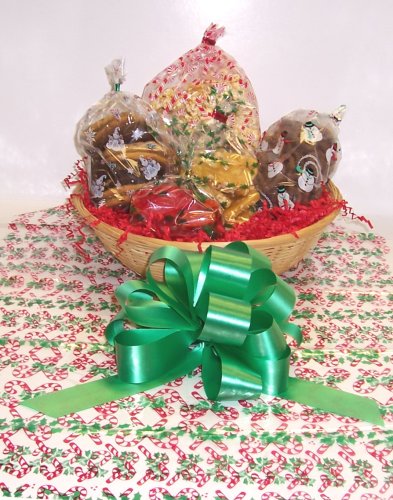 Scott’s Cakes Small Christmas Train Express Holiday Basket No Handle Candy Cane Wrapping logo