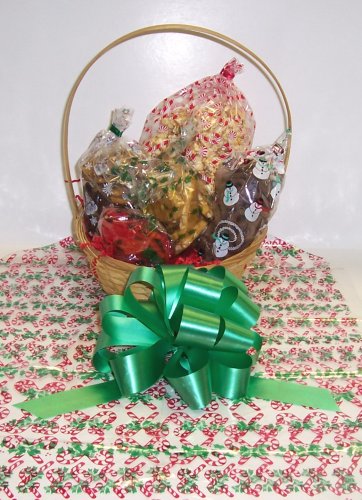 Scott’s Cakes Small Christmas Train Express Holiday Basket With Handle Candy Cane Wrapping logo