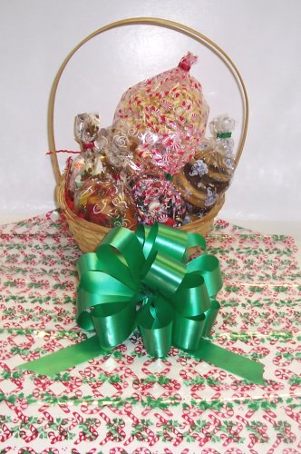 Scott’s Cakes Small Father Christmas Holiday Basket With Handle Candy Cane Wrapping logo