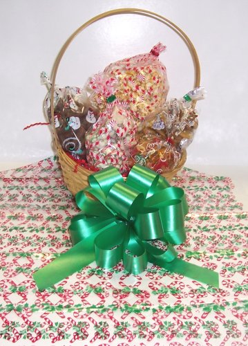 Scott’s Cakes Small Frosty’s Festive Christmas Basket With Handle Candy Cane Wrapping logo