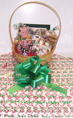 Scott’s Cakes Small Santa’s Helper Christmas Basket With Handle Candy Cane Wrapping logo