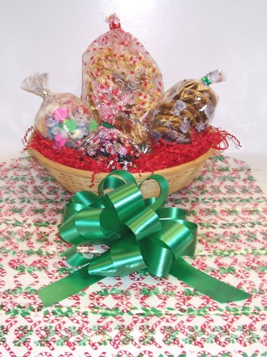 Scott’s Cakes Small Warm Wishes Christmas Basket No Handle Candy Cane Wrapping logo