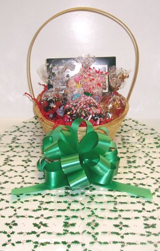 Scott’s Cakes Small Yule Time Christmas Basketwith Handle Holly Wrapping logo