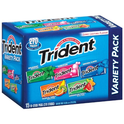 Scs Trident Variety Pack Sugarfree Gum With Xylitol – 15 Ct. 18-sticks Packages (270 Pieces Total) logo