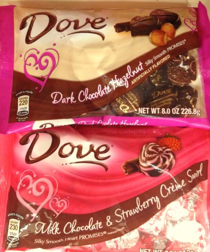 Seasonal Valentine Heart Promises Dove Chocolate Limited Flavors – Strawberry Creme and Hazelnut logo