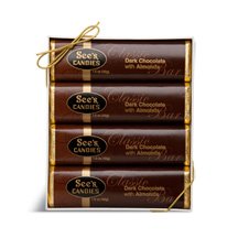 See’s Candies 24 Pack Dark Chocolate With Almond Bars logo