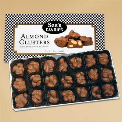 See’s Candies 8oz Almond Clusters logo