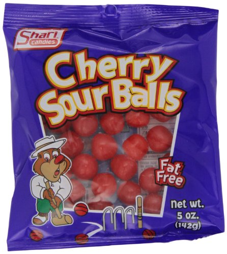 Shari Cherry Sour Balls, Fat Free, 5 ounce Bags (Pack of 12) logo