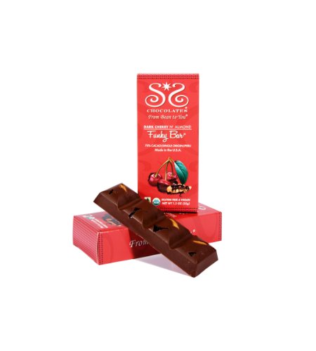 Sibu Sura Chocolates Dark Funky Bar, Cherry N’ Almond, 1.2 Ounce (Pack of 12) logo