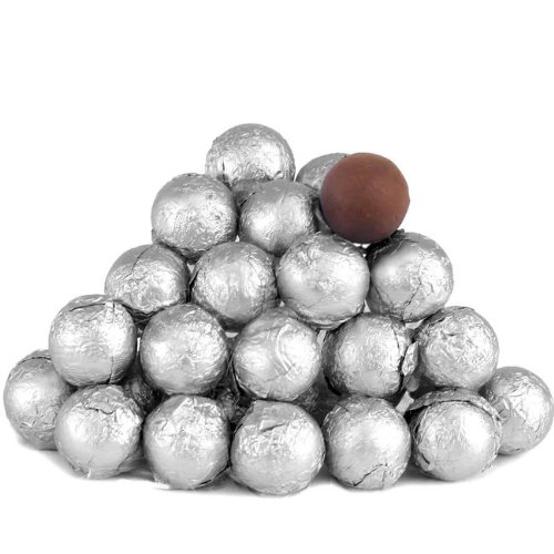 Silver Foiled Chocolate Balls, 5lbs logo