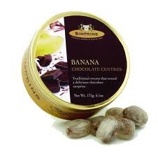 Simpkins Banana Chocolate Centres Travel Sweets X 3 Tins logo