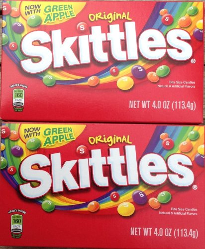 Skittles Original (two X 4oz Theater Boxes) Now With Green Apple logo